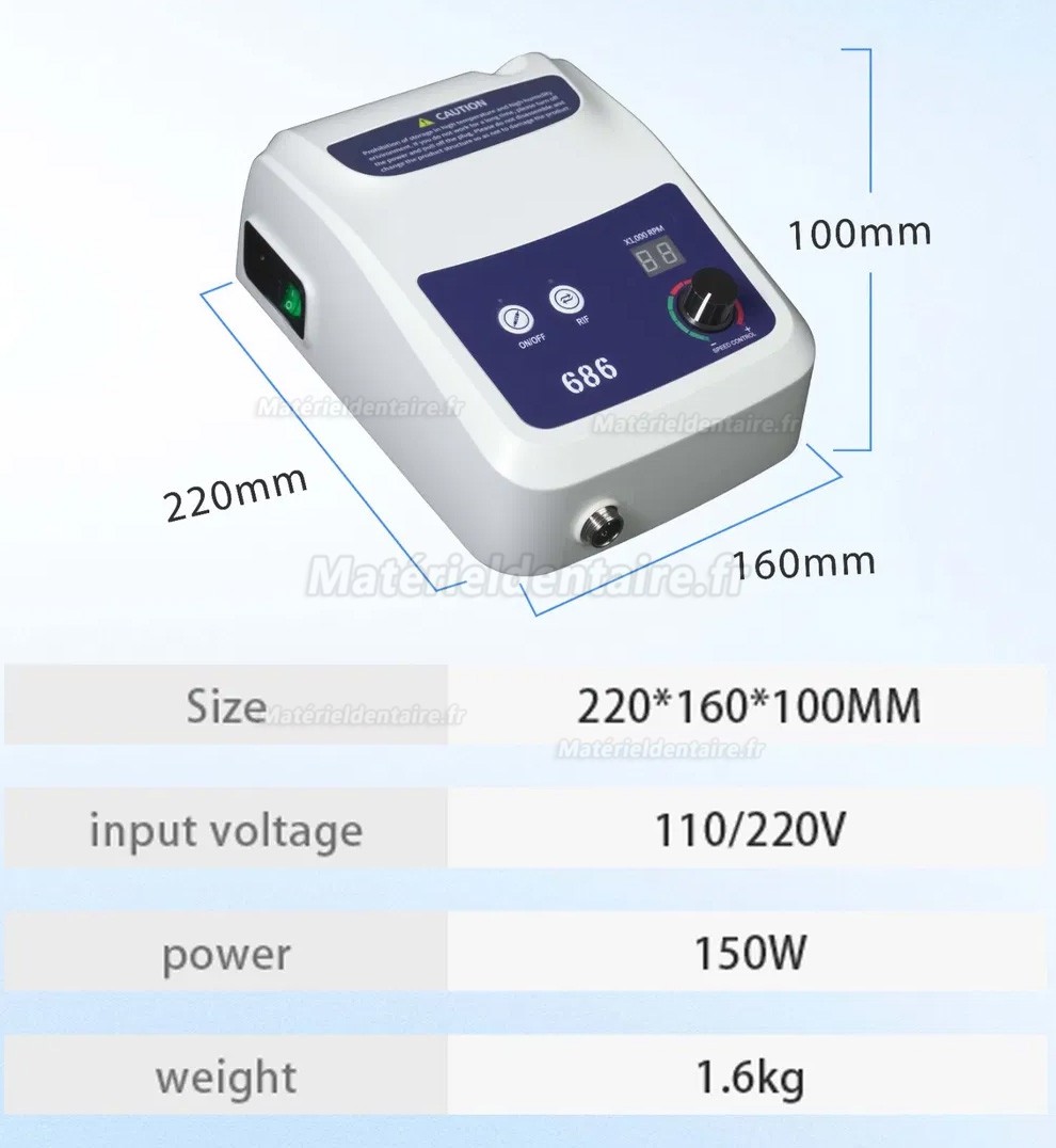 Micromoteur laboratoire dentaire sans balais AI-TE® AT-CM-41 avec pièce à main AT-A9, 50K tr/min